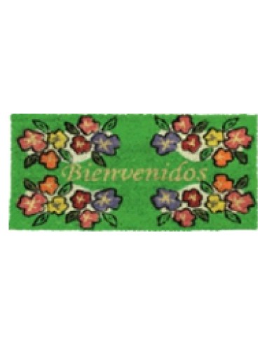 FELPUDO DE COCO NATURAL BIENVENIDO FLORES 40X70 cm.