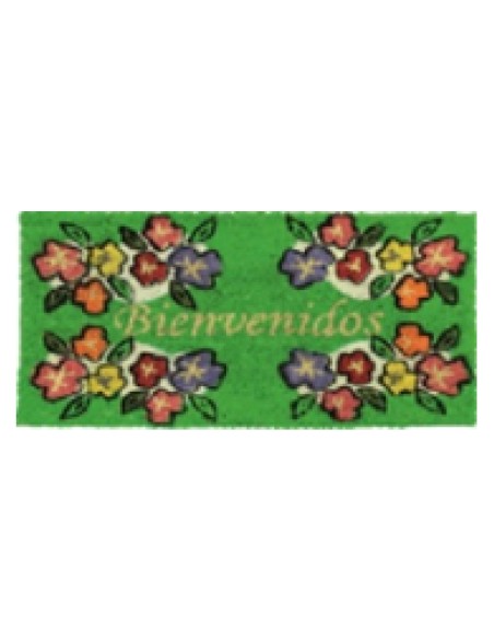 FELPUDO DE COCO NATURAL BIENVENIDO FLORES 40X70 cm.