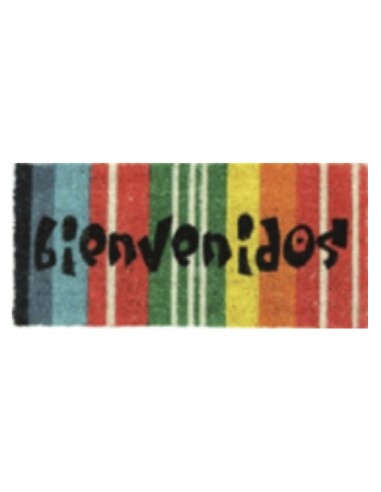 FELPUDO DE COCO NATURAL BIENVENIDO ARCOIRIS 40X70 cm.